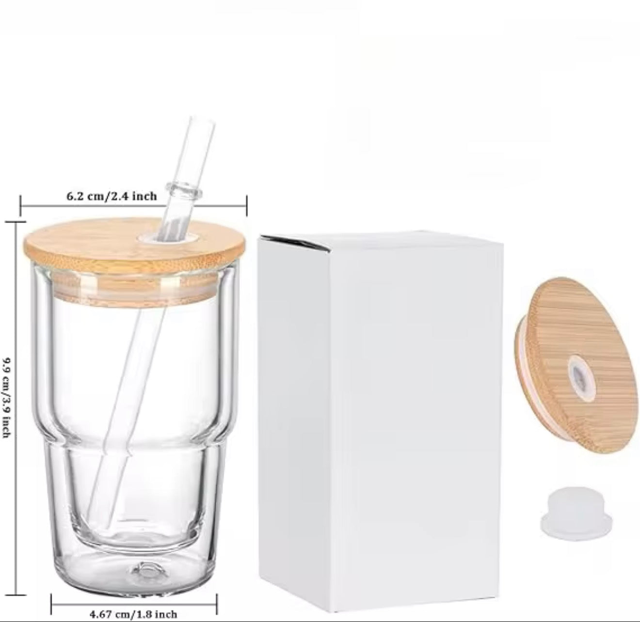 Glass Can Mug with Bamboo Lid & Glass Straw