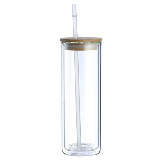 Glass Tumbler with Bamboo Lid & Straw